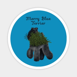 Merry Blue Terrier (Blue Background) Magnet